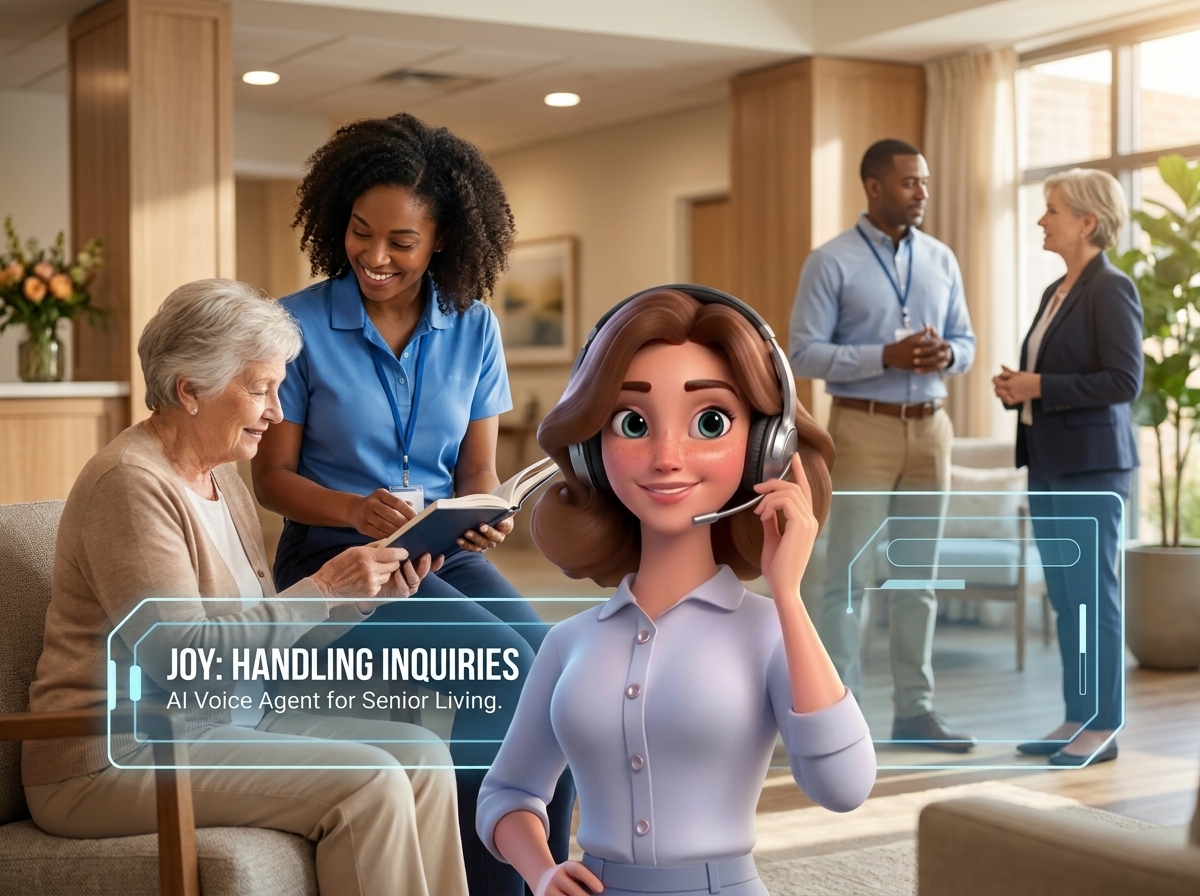JoyLiving AI voice agent handling inquiries in a senior living community