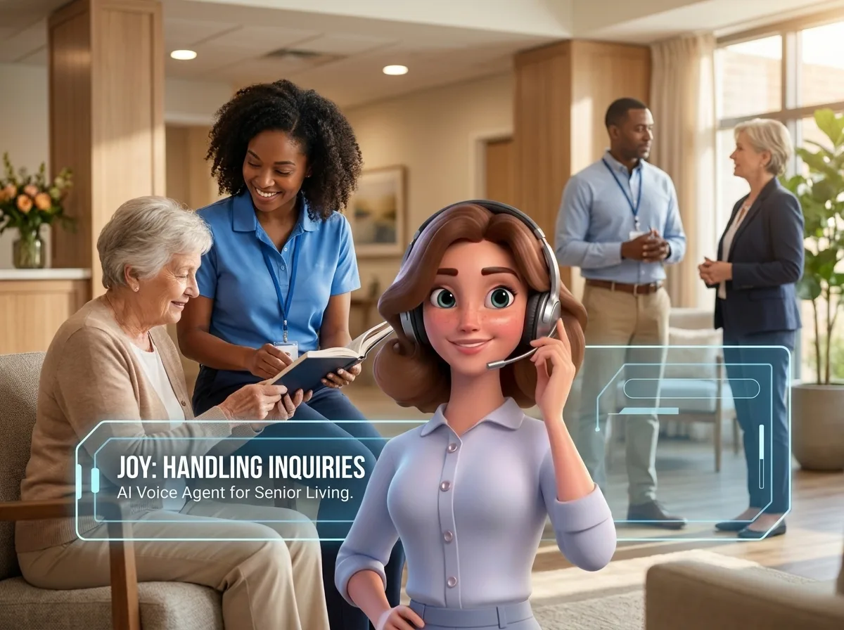 JoyLiving AI voice agent handling inquiries in a senior living community